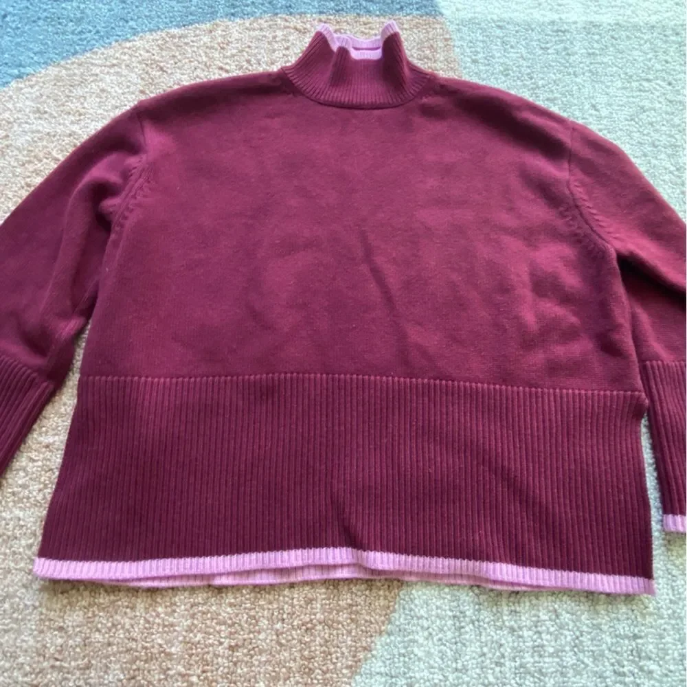 Tuckernuck Maroon Larsen Sweater Maroon Pink Medium Burgundy Bell Flowy - Picture 3 of 11